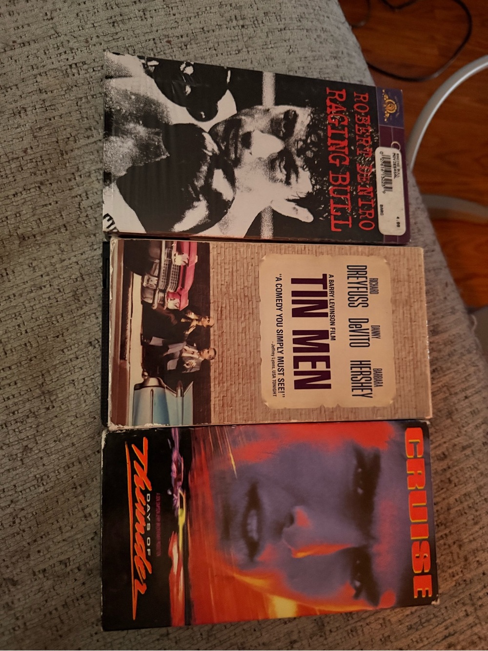 Three Classic VHS Movie Tapes - Raging Bull, Tin Men, The Cruise
